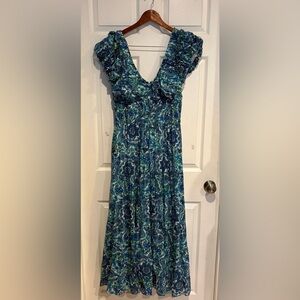 House of Harlow 1960 Blue and Green Patterned Maxi Dress